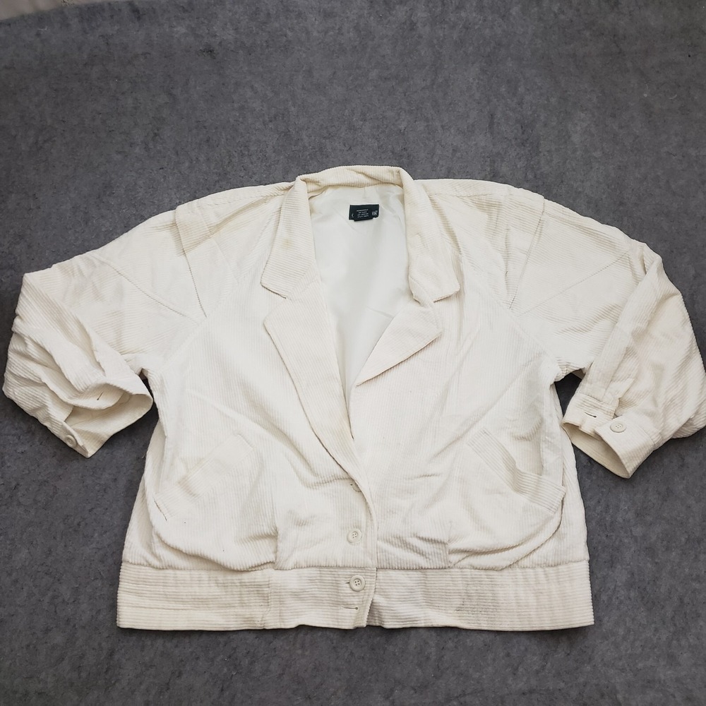VINTAGE Cabin Creek Jacket Womens Large White Corduroy Blazer Coat Ladies L*